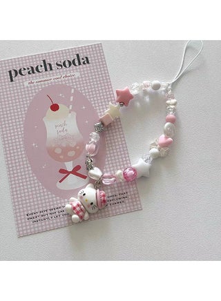 Kawaii Beaded  Phone Charms Strap Cute Kitten and Star Phone Lanyard Wrist Strap - view 5